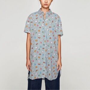 ZARA BOOK PRINT SHIRTDRESS TOP SHIRT NWOT XL📚❤️